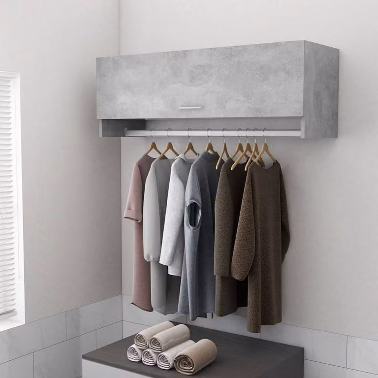 Berkfield Home Modern Wall Mounted Wardrobe in Concrete Grey, W/D/H: 100 x 32.5 x 35 cm