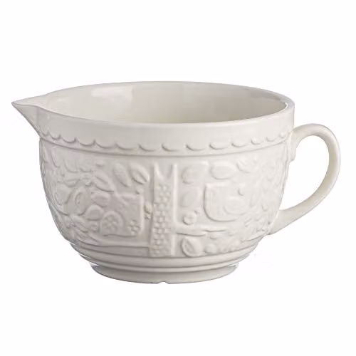 Mason Cash Ceramic Batter Bowl with Pouring Spout in Beige and White, 2 Litre
