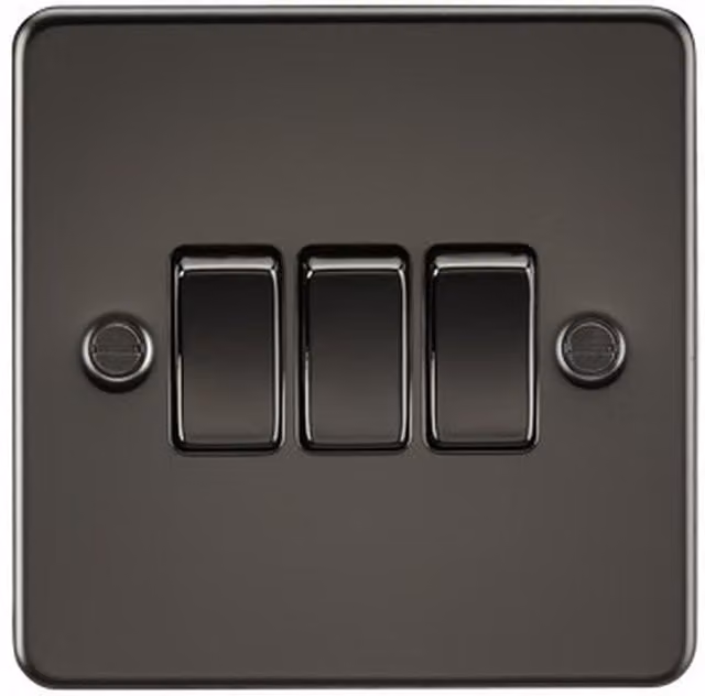 Knightsbridge Modern Metal Two-Way Flush Plate Switch in Grey