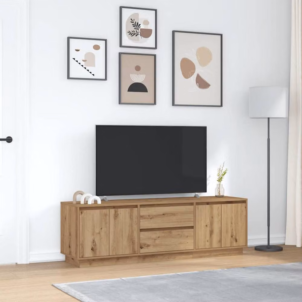 Berkfield Home Artisan Oak TV Cabinet with LED Lights, Brown, W: 160.5 cm, D: 41 cm, H: 50 cm – 3