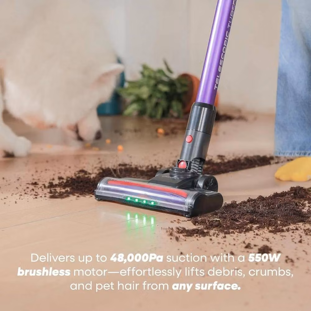 SPETLEK Cordless Bagless Vacuum Cleaner with Anti Tangle Roller, 550W, Grey – 3