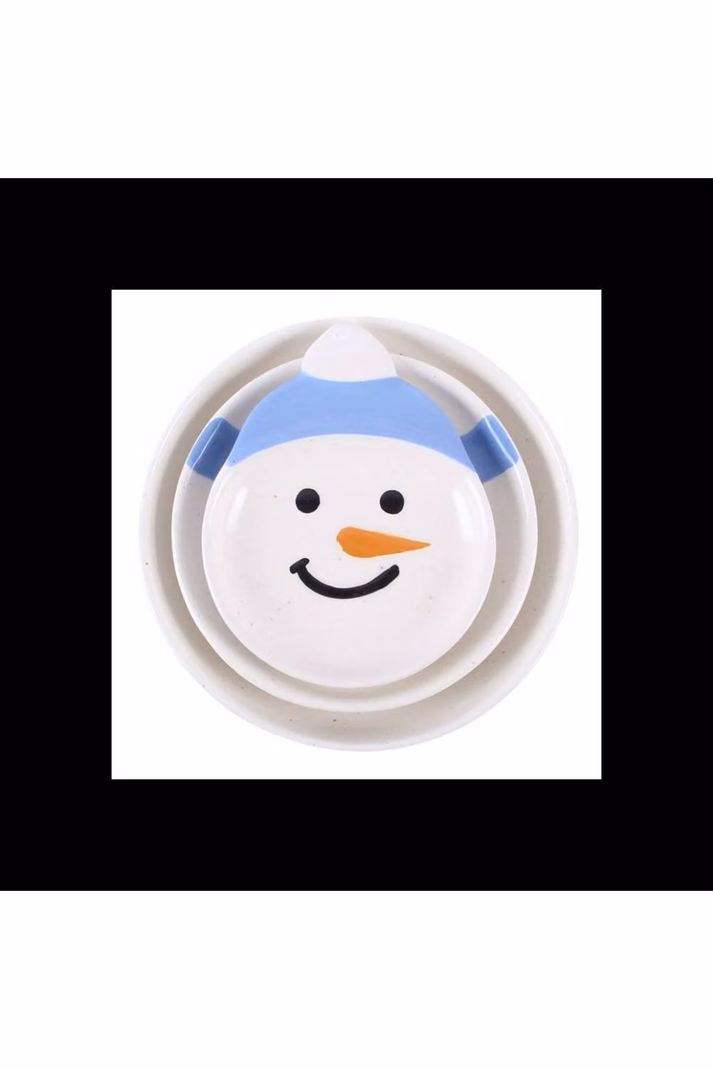 KDMD Set of 3 Winter Snowmen Stacking Ceramic Bowls in White and Multicolour – 2