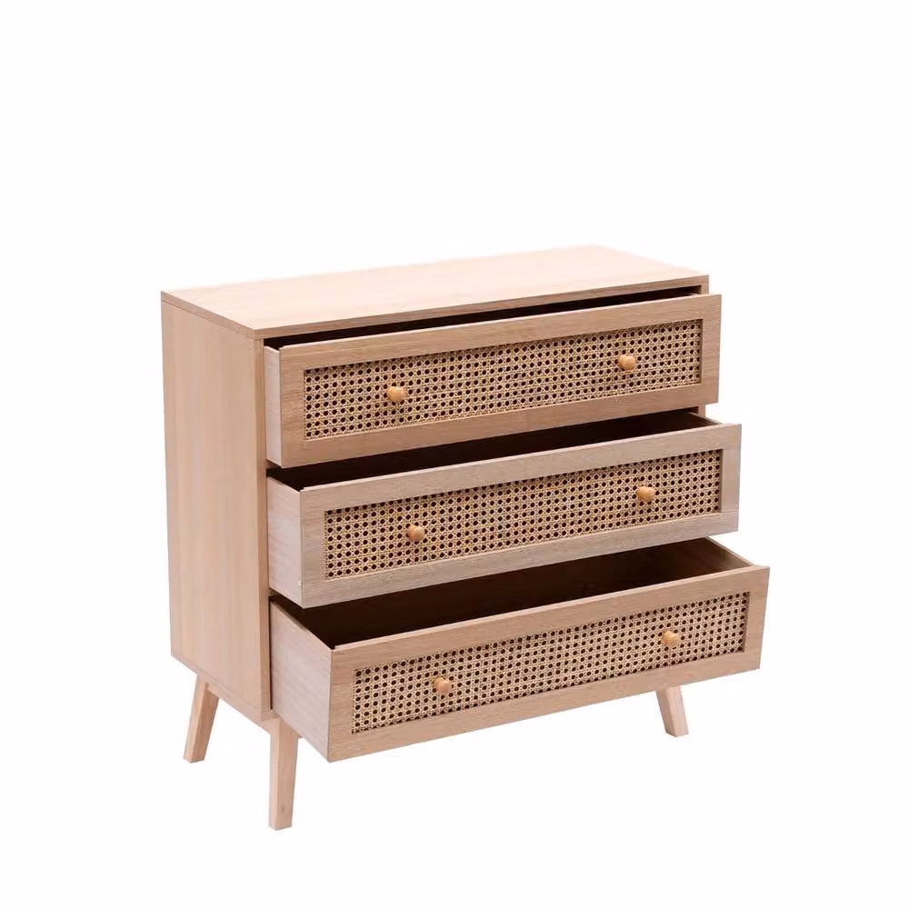 Kelvenix Rattan 3 Drawer Chest Cabinet in Beige – 2