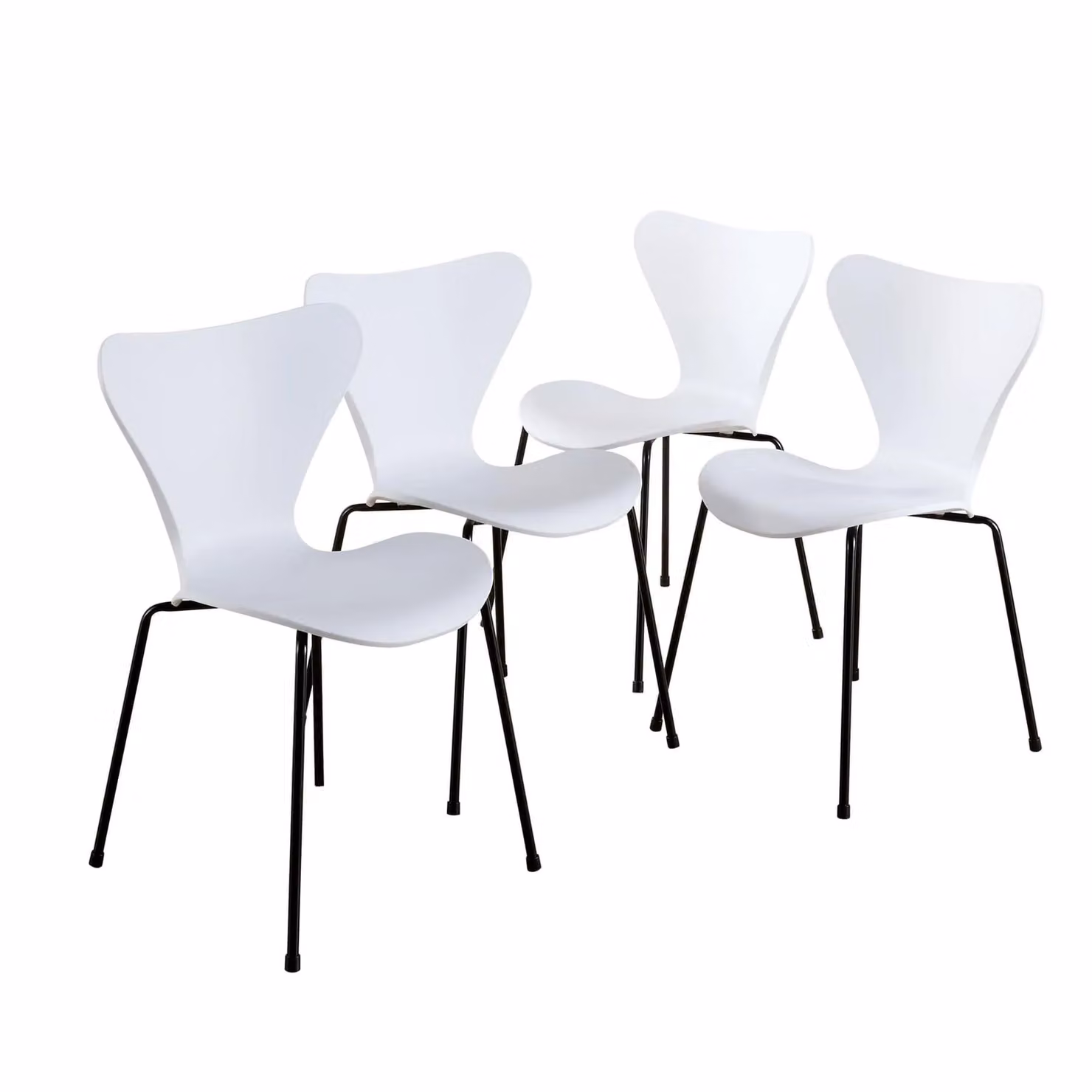Home Source Trinity Dining Set with Square Table and 4 Chairs in White, Black, Blue or Grey – 2