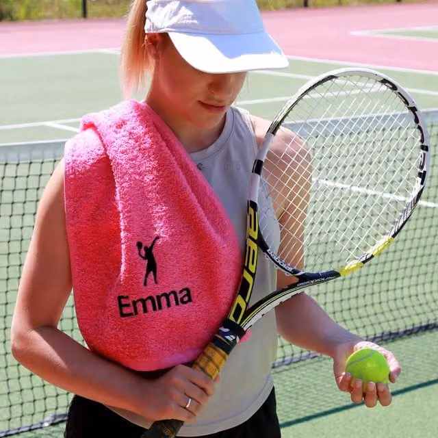 Duncan Stewart Personalised Pink Cotton Terry Tennis Court Towel