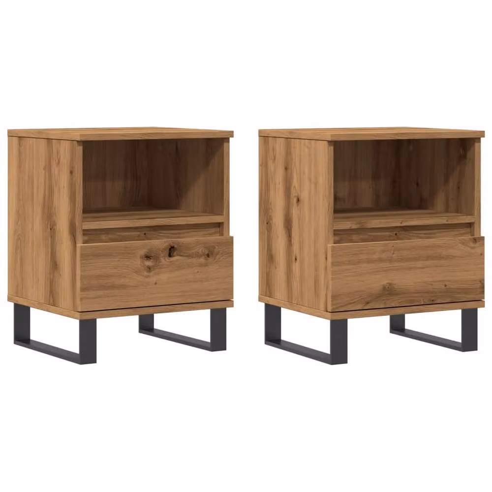 Berkfield Home Artisan Oak Bedside Cabinets, Set of 2, Brown, W/D/H: 40 x 35 x 50 cm – 2