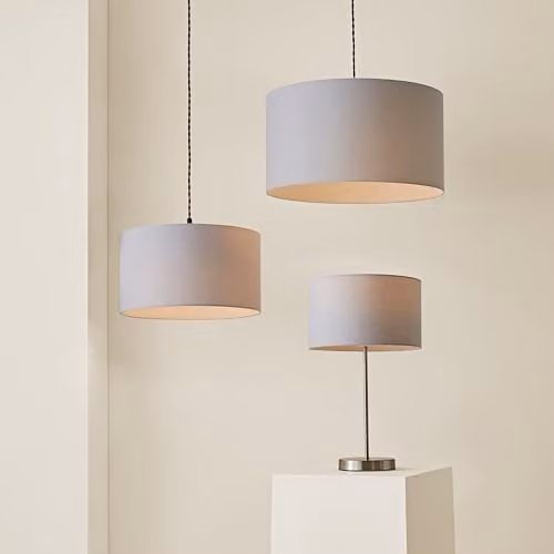 MiniSun Modern Grey Fabric Drum Light Shade, Width: 45 cm – 5