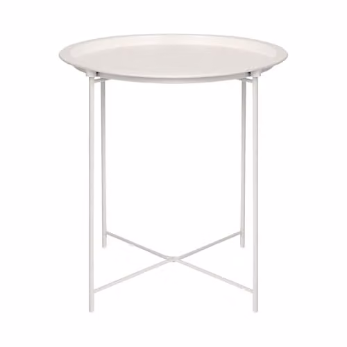 Harbour Housewares Round Metal Tray Table in Matte White – 1