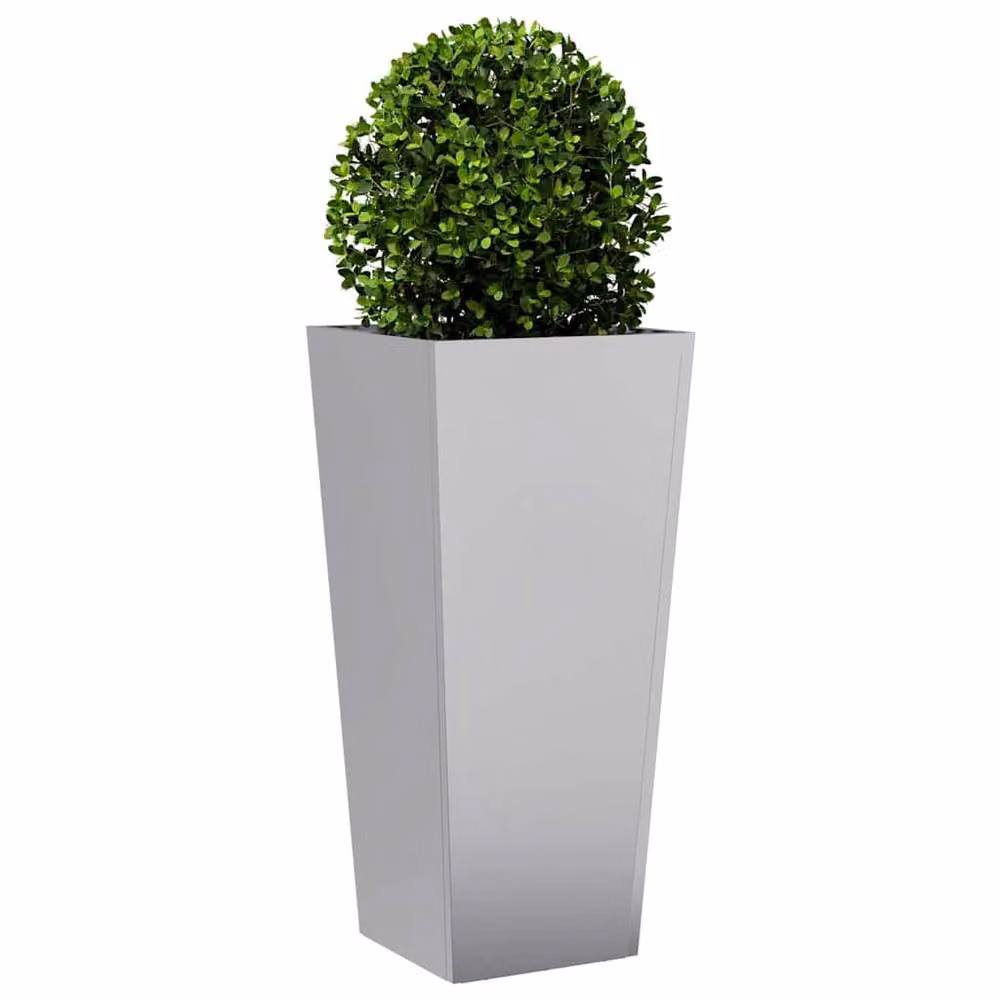 Berkfield Home Garden Galvanised Steel Planter Tubs, Grey, 2 Pack, W/D/H: 35 x 35 x 75 cm – 4