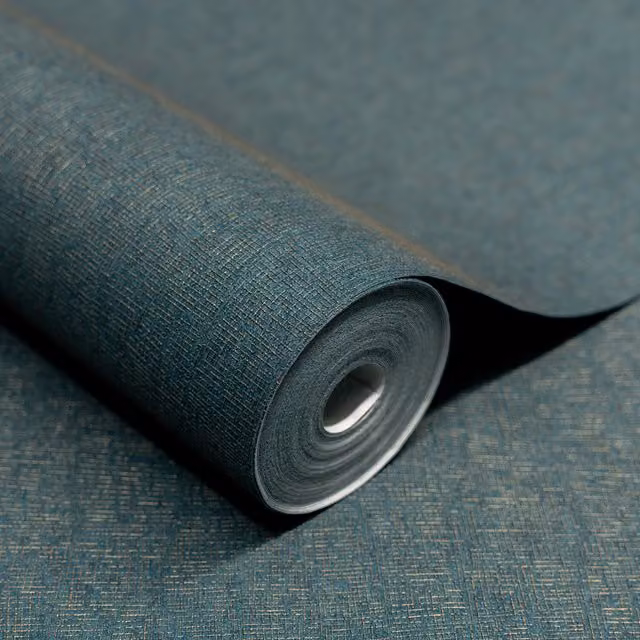 Atogo Boutique Woven Effect Embossed Petrol Teal Abstract Wallpaper Roll