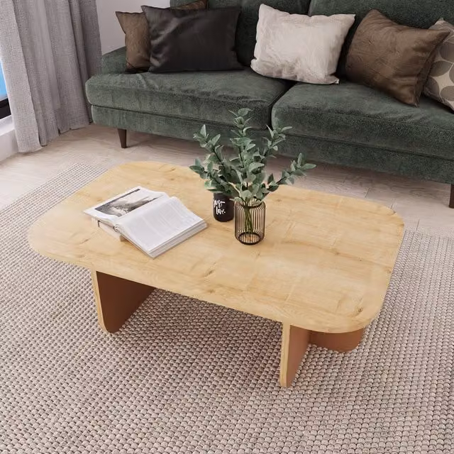 Bimossa Rectangular Coffee Table in Terracotta and Blue, W: 60 cm, D: 60 cm, H: 42 cm