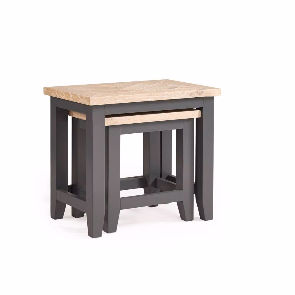 Cheshire Dunvegan Nest Of Tables in Dark Grey and Oak – 2