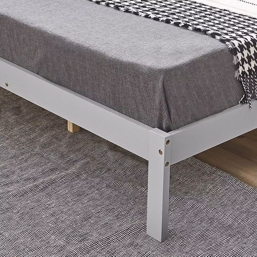 FLAVORA Grey and Wood Solid Wood Bed for Adults – 2