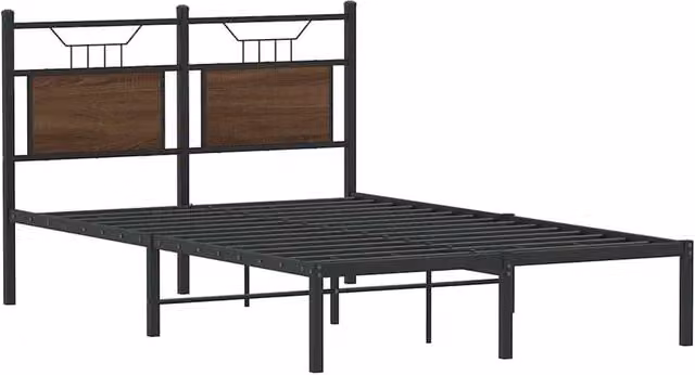 Berkfield Home Decorative Small Double Bed Frame in Brown Oak, W/D/H: 120 x 200 cm