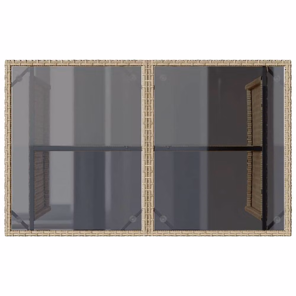 Berkfield Home Beige Poly Rattan Garden Table with Glass Top W/D/H: 110 x 68 x 70 cm – 3