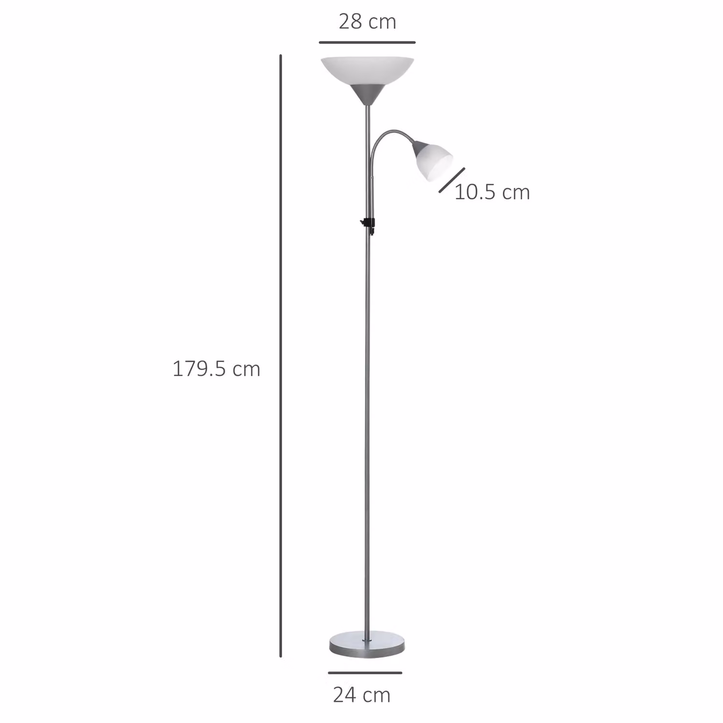 HOMCOM Mother-Child Floor Lamp Duo in Silver with Adjustable Metal Design and Two Switches – 3
