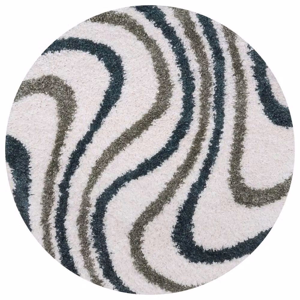 THE RUGS Moodi Wavy Design Shaggy Soft High Pile Living Room Rug in Green, W: 80 cm, L: 150 cm – 7