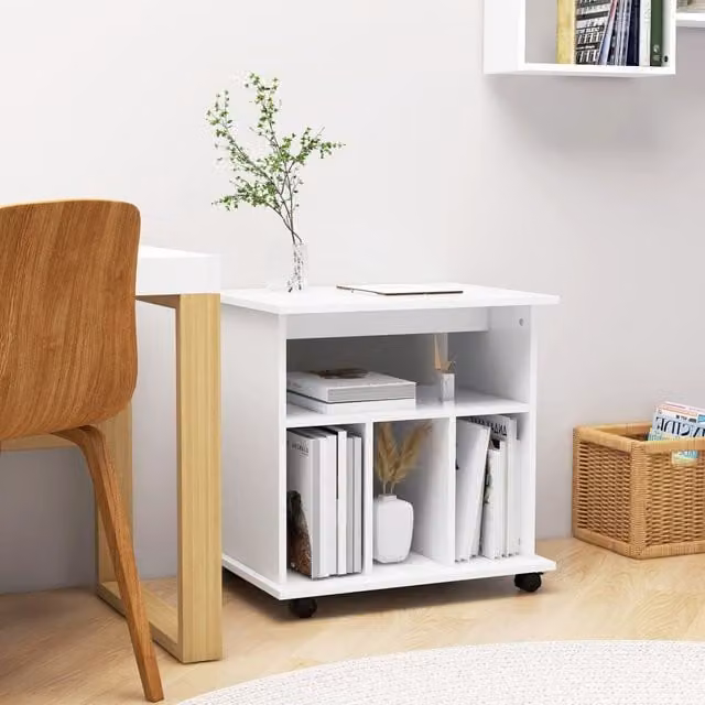 Berkfield Home Rolling Cabinet in White, W/D/H: 60 x 45 x 60 cm – 1