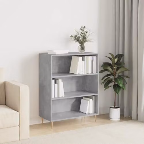 vidaXL Modern Bookcase in Concrete Grey, W/D/H: 69.5 x 32.5 x 90 cm – 2
