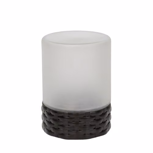 ValueLights Rattan Solar Powered Outdoor Garden Table Lamp with Glass Shade in Brown – 1
