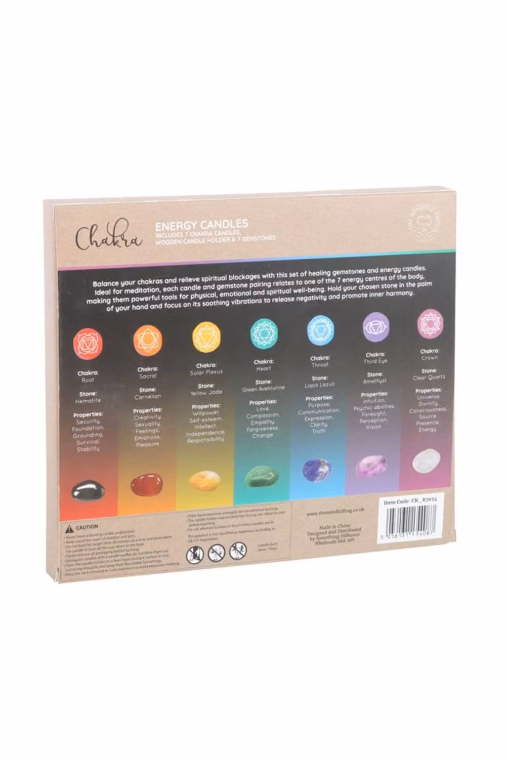 KDMD Multicolour Chakra Candle and Crystal Gift Set with Taper Candles and Wooden Tabletop Base – 2