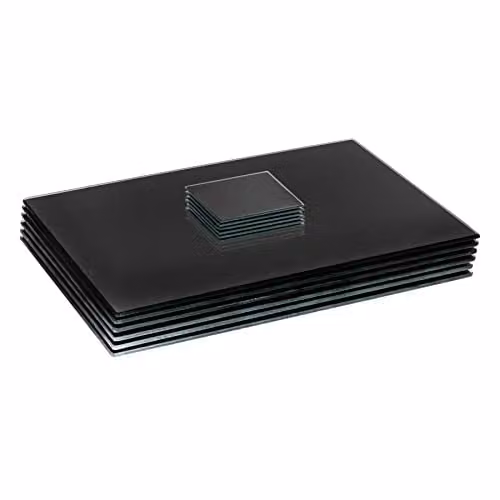 Harbour Housewares 12-Piece Black Glass Placemats and Coasters Set, W: 40 cm, D: 30 cm