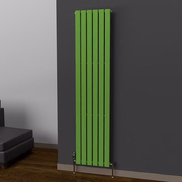 Lux Heat Flat Coloured Vertical Steel Radiator in Apple Green, H 180 cm x W 42 cm