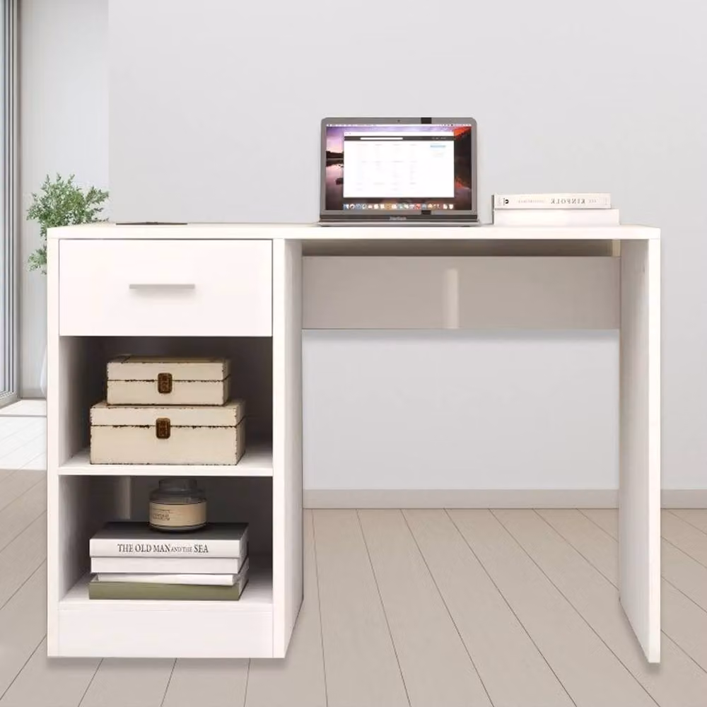 FORGEVIO Modern White Computer Desk for Home Office, Width: 100 cm – 3