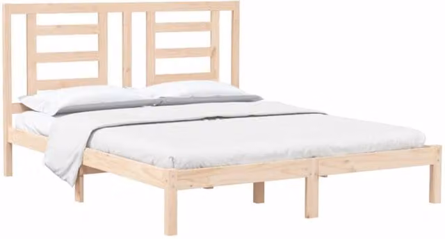 Berkfield Home Beautiful Solid Wood Pine Bed Frame in Natural
