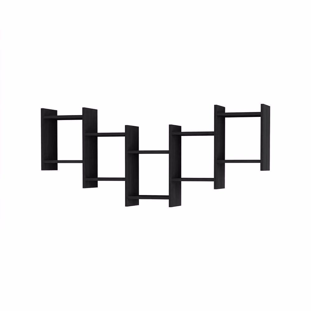 Decortie Bat' Modern Floating Shelf in Black, Width: 151 cm – 2