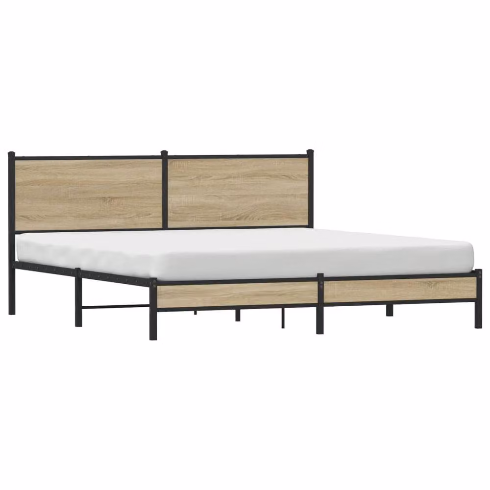 Berkfield Home Metal Bed Frame in Sonoma Oak Brown, W: 180 cm, D: 200 cm – 3