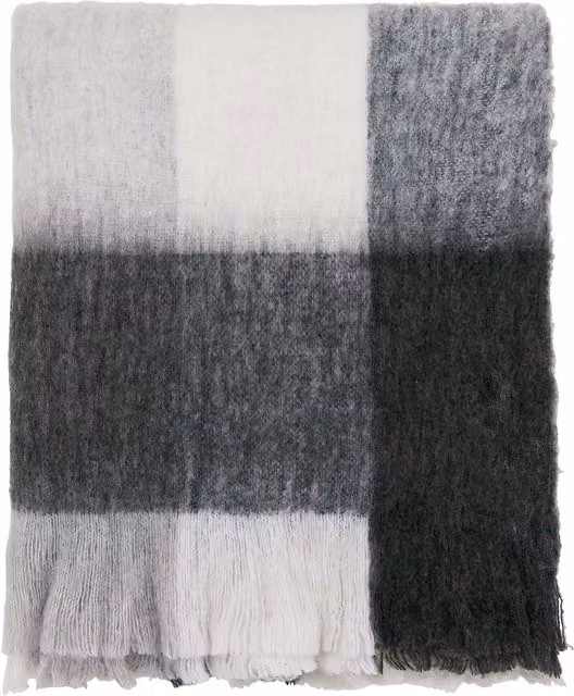 Murmur Ellis Woven Checked Throw with Fringes in Grey