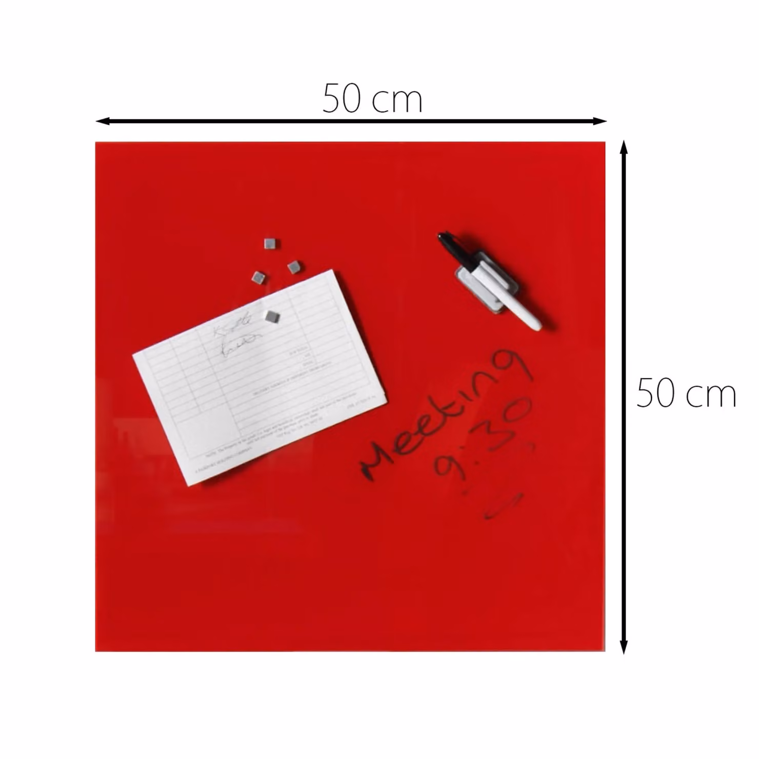 CARME HOME Wall Mount Glass Memo Board 2-Piece Set in Red, W50 x H50 cm – 4