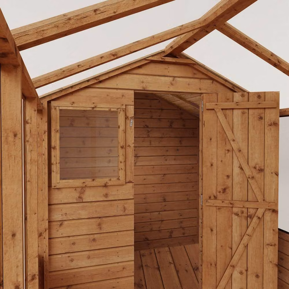 Mercia Traditional Apex Greenhouse and Shed Combo in Brown, W: 204.1 cm, H: 205.9 cm – 2
