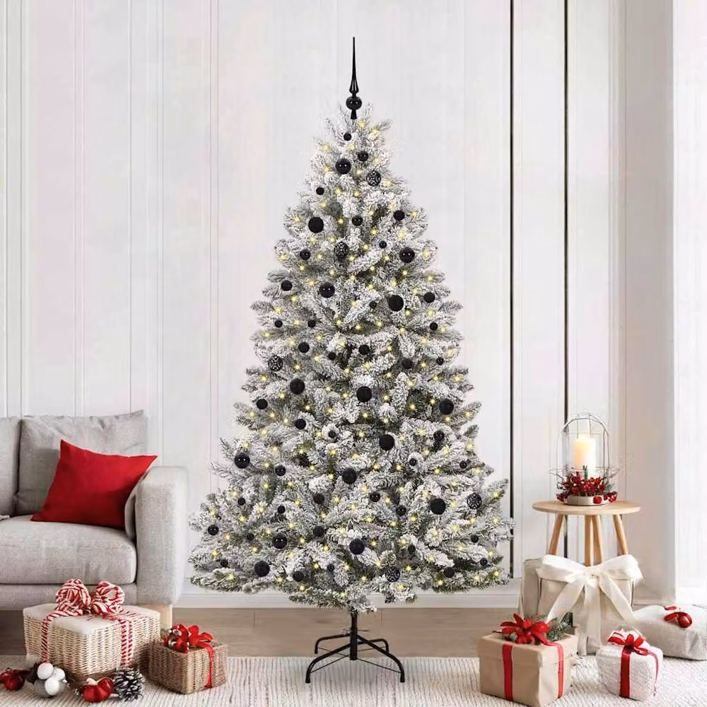Berkfield Home Elegant Artificial Christmas Tree in Green and White, Height: 210 cm – 2