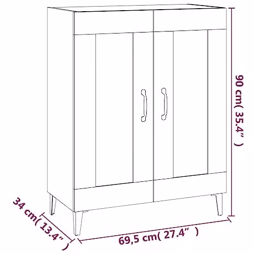vidaXL Sideboard in Brown Sonoma Oak, W/D/H: 69.5 x 34.0 x 90.0 cm – 3