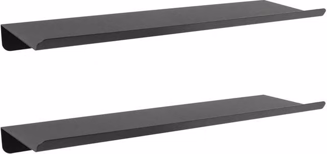 Ventryn Set of 2 Black Metal Floating Wall Shelves for Living Room, Office or Bathroom – 1