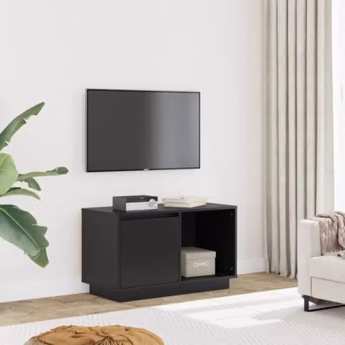 vidaXL Rustic Solid Pine Wood TV Cabinet in Black, W/D/H: 148 x 35 x 74 cm – 2