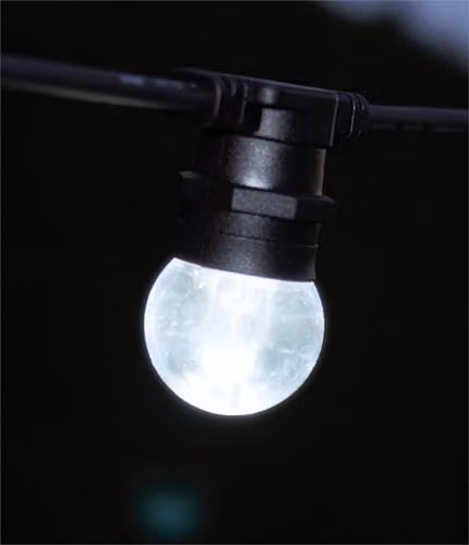 Eagle Connect Festoon G45 Shatterproof LED Golf Ball Shaped Lamp, 2W, 230V, E27 Edison Screw, Cool White, Transparent Plastic Cover – 1