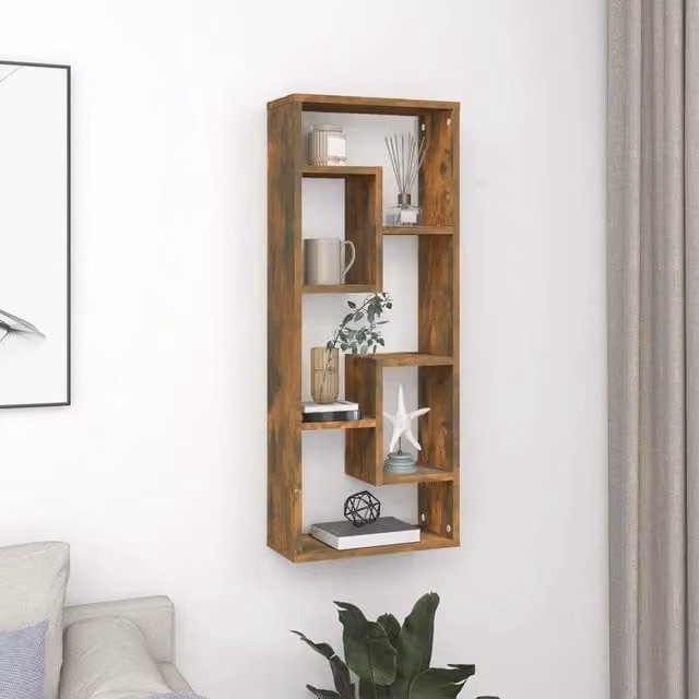Berkfield Home Smoked Oak Wall Shelf, Brown, W: 36 cm, D: 16 cm, H: 90 cm