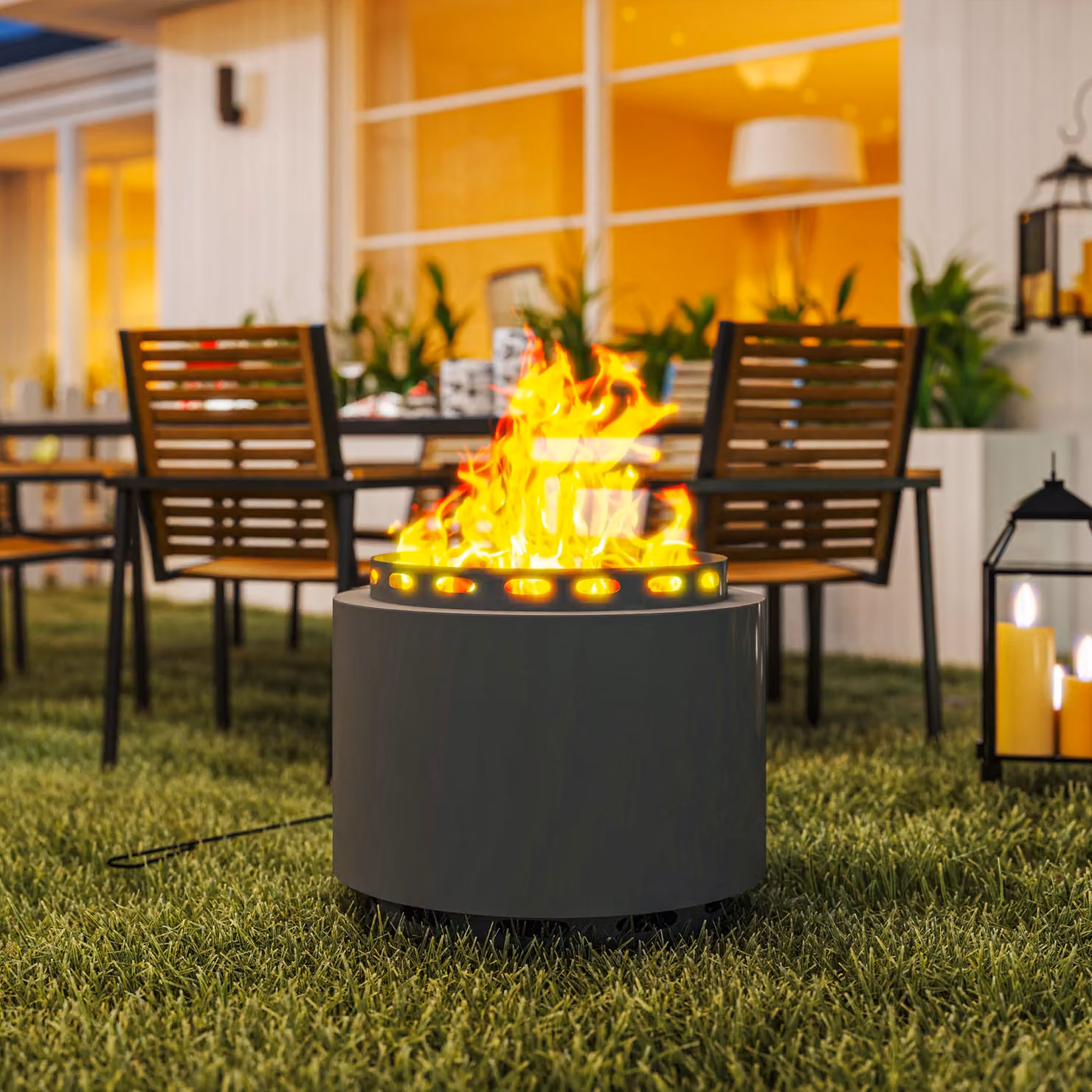 Outsunny Smokeless Metal Wood Burning Fire Pit in Dark Grey, Diameter: 48.5 cm – 7
