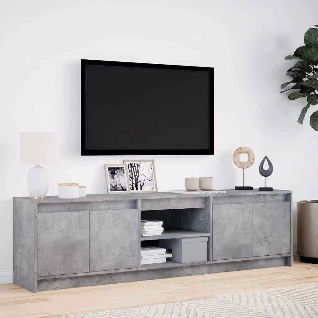 Berkfield Home Modern TV Cabinet with LED in Concrete Grey, W/D/H: 180 x 34 x 50 cm – 2