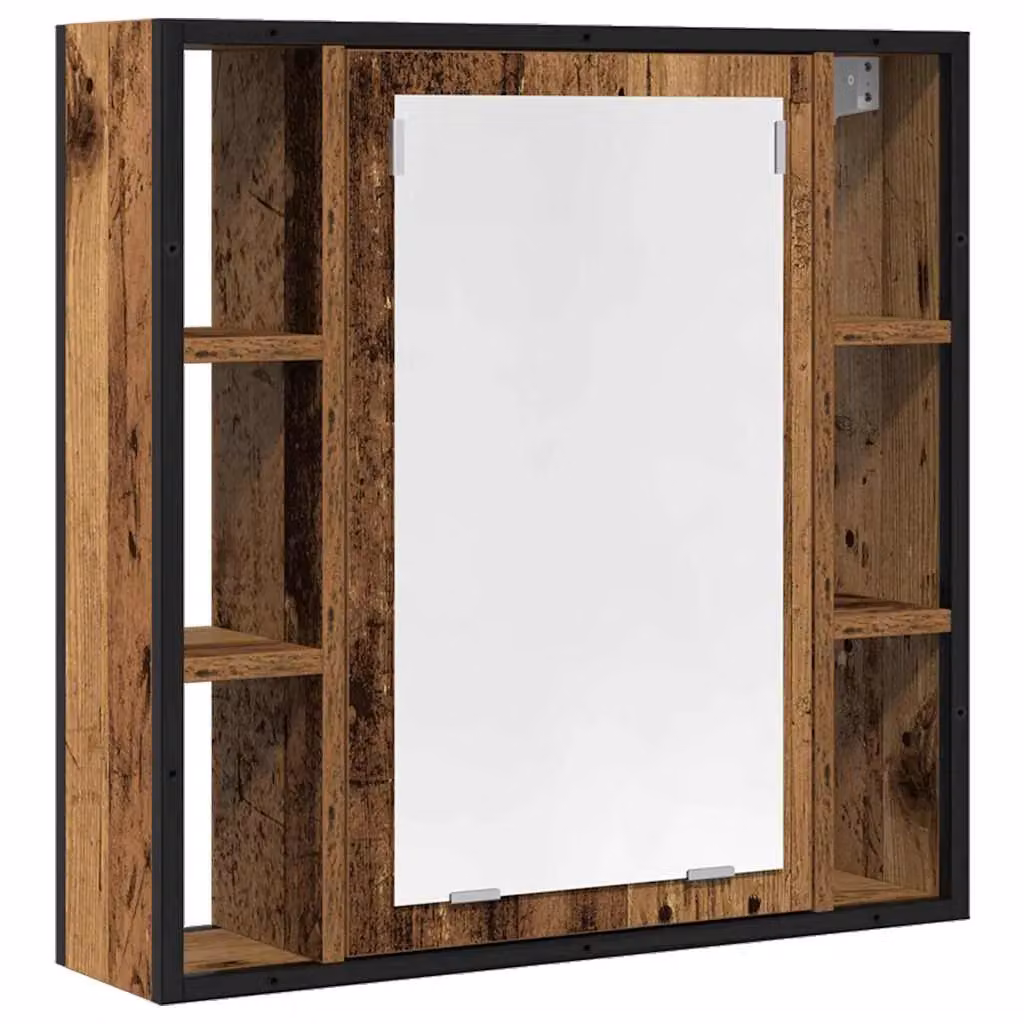 Berkfield Home Rustic Old Wood Bathroom Mirror Cabinet, Brown, W/D/H: 60 x 16 x 60 cm – 2