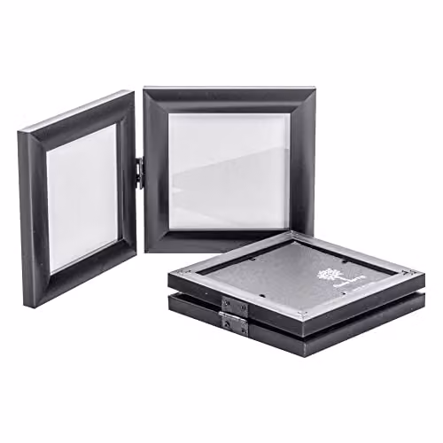 Nicola Spring Pack of 2 Modern Square Folding Tabletop Photo Frames in Black, Fits 10 x 10 cm