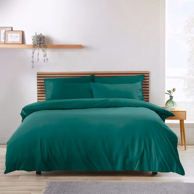 Catherine Lansfield So Soft Non-Iron Microfibre Duvet Cover and Pillowcase Set in Teal Green, W/D/H: 135 x 200 cm and 50 x 75 cm