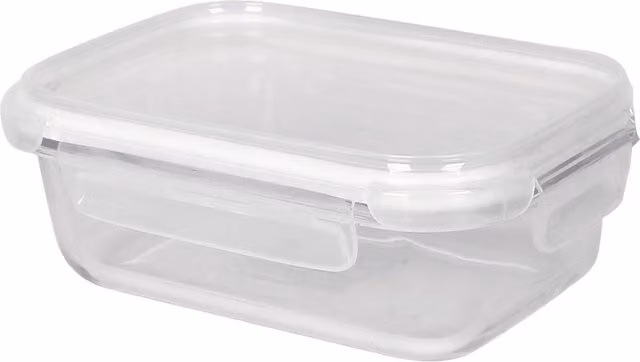 Harbour Housewares Glass Food Storage Container with Leakproof Clip Lid, White and Transparent, 1.5 l