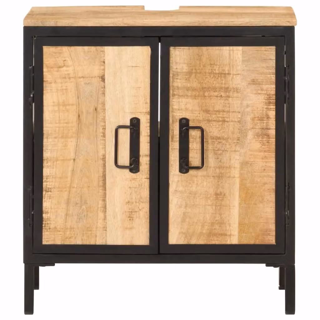 Berkfield Home Industrial Bathroom Sink Cabinet in Brown Mango Wood and Iron, W/D/H: 55 x 35 x 60 cm – 3