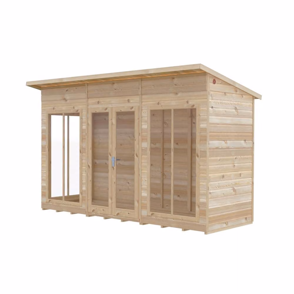 Shires Lela 12x4 Summerhouse in Light Brown, W: 357 cm, D: 125.8 cm, H: 229.9 cm – 2
