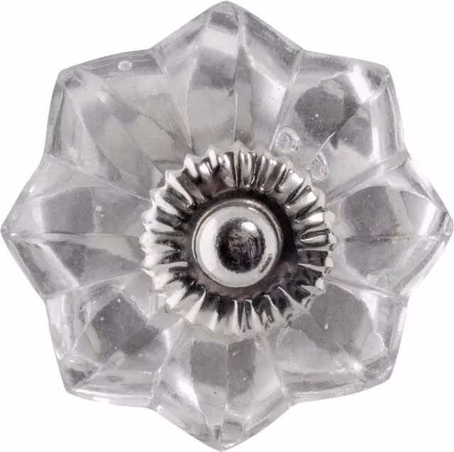 Nicola Spring Transparent Glass Cabinet Knob with Polished Threaded Stem