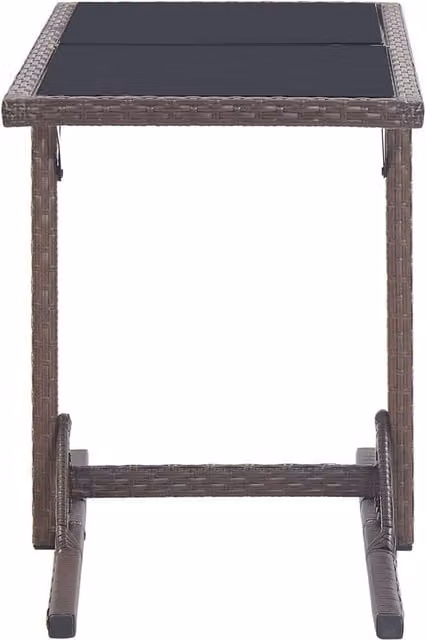 Berkfield Home Brown Poly Rattan and Glass Garden Table W/D/H: 110 x 53 x 72 cm – 1